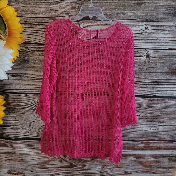 "Mix of white & natural" Woman's hot pink coverup, size: small Pre-owned - Picture 2 of 5